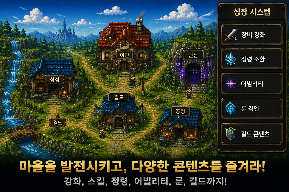 캐릭터 성장과 장비 화면
